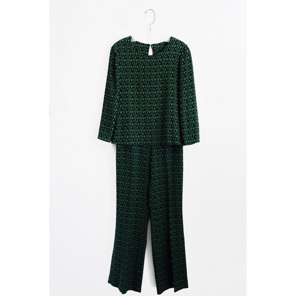 Giulietta Green Black Print Top and Pants Set 40 4 - Picture 1 of 8